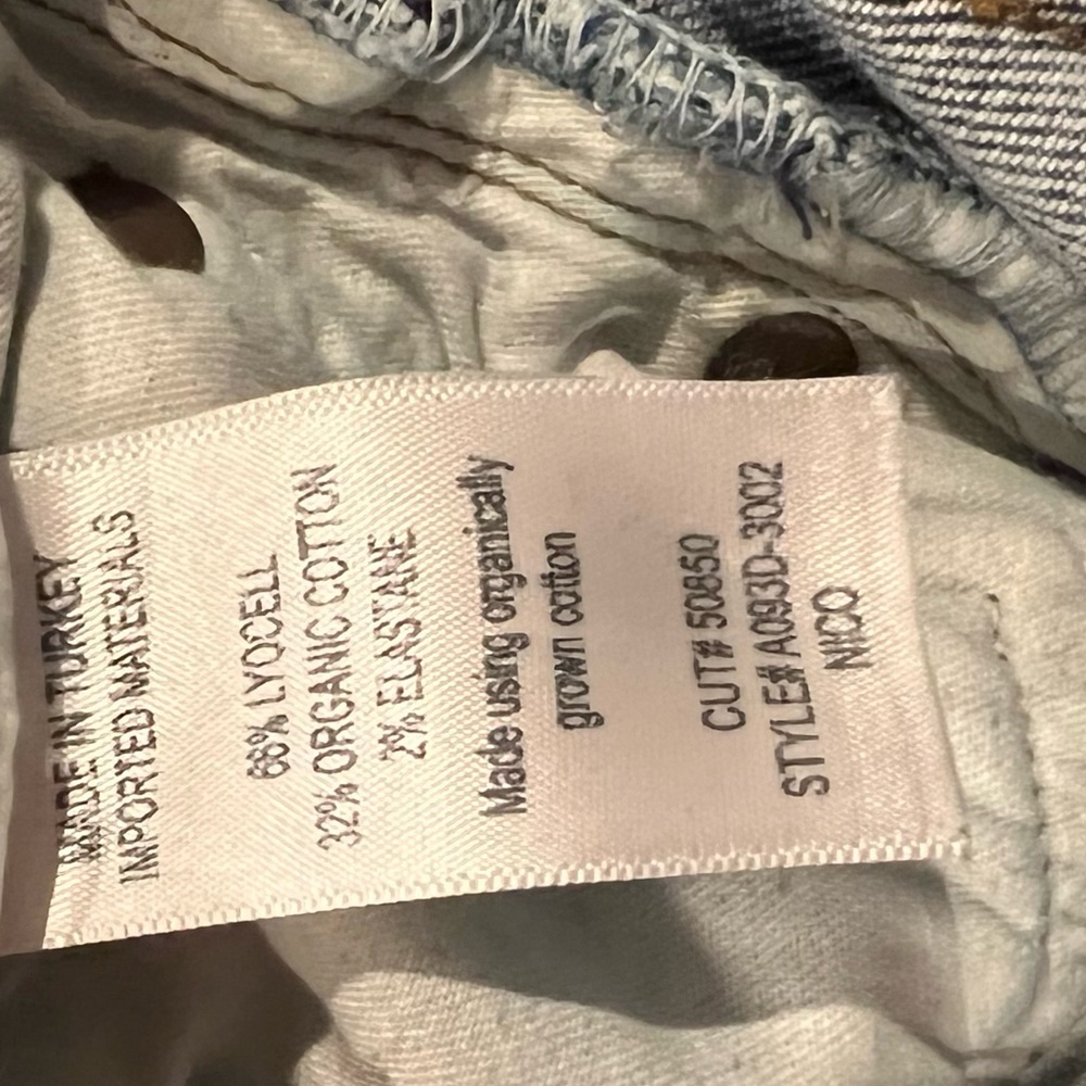 AGOLDE Nico High Rise Slim Fit Rooted Jeans Distressed Chewed Hem Denim Size 29 - Picture 10 of 10